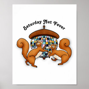 Squirrels Disco Funny Party  Poster
