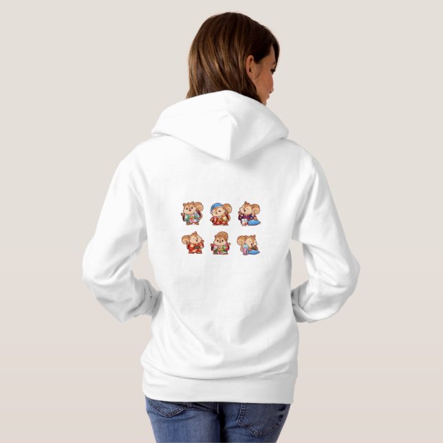 Squirrels dressed in traditional Japanese kimono Hoodie (Back Full)