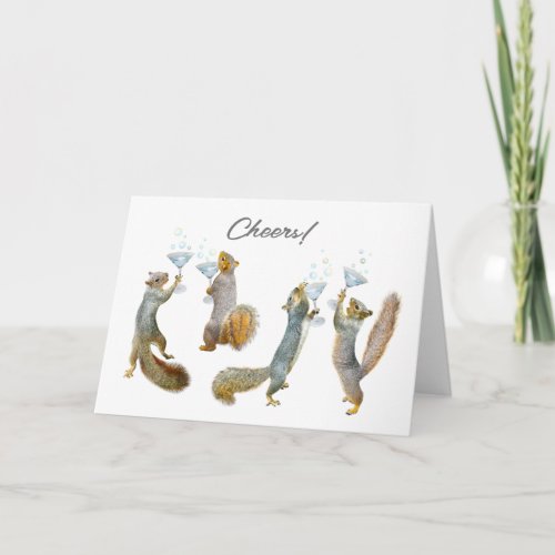 Squirrels Drinking Martinis Card
