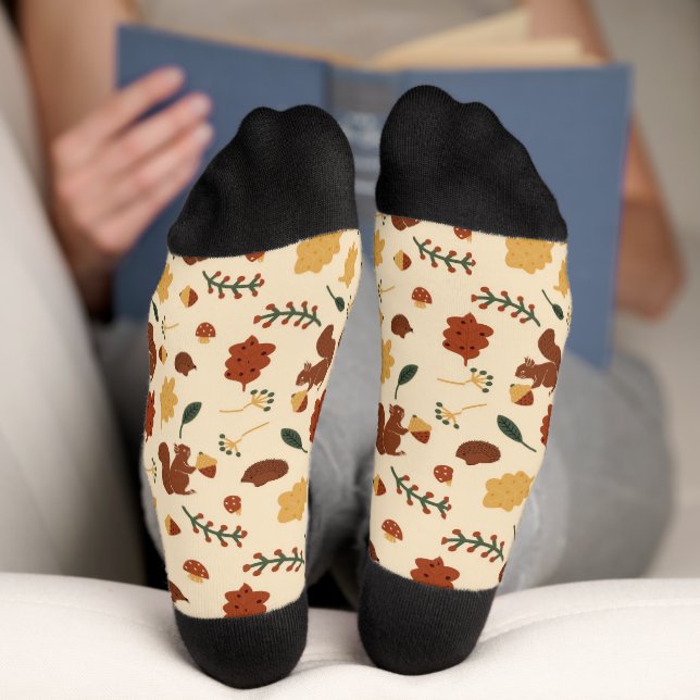 Squirrels Fall Forest Socks (Bottom)