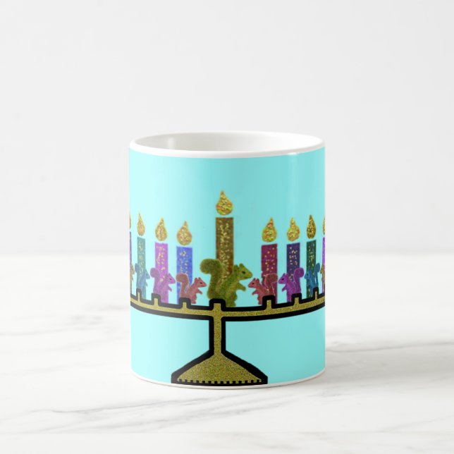 Squirrels Hannukah Menorah Mugs (Center)