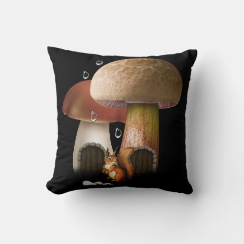  squirrels in a nighttime fairy tale hand_painted throw pillow