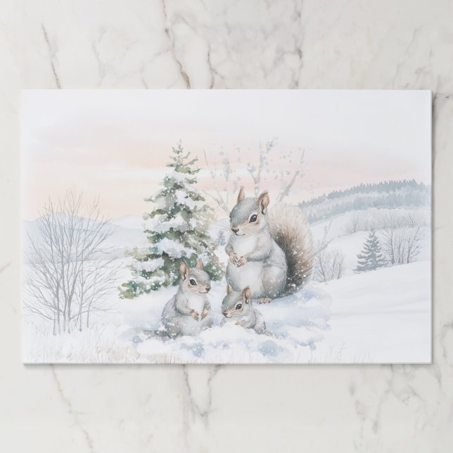Squirrels in winter forest  paper pad (Front)