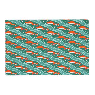 Squirrels jumping in the snow on a Christmas tree Placemat