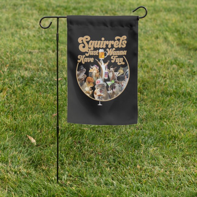 Squirrels Just Wanna Have Fun Garden Flag (In SItu)