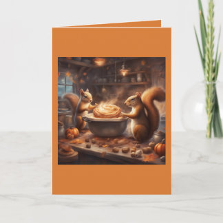 Squirrels make a Maple nut Honey bun Halloween Card
