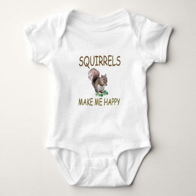 Squirrels Make Me Happy Baby Bodysuit (Front)