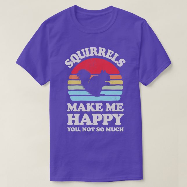 Squirrels Make Me Happy Sunset Retro for Men Women T-Shirt (Design Front)