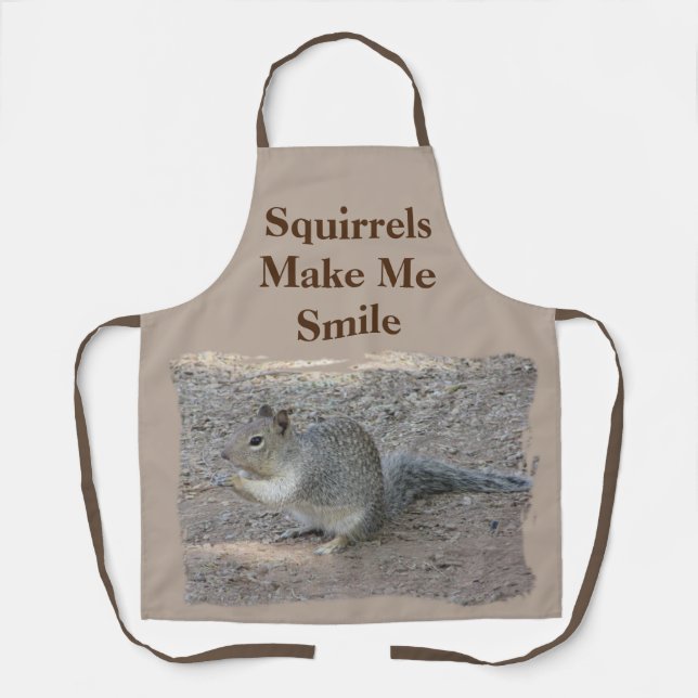 Squirrels Make Me Smile Little Forest Animal Apron (Front)