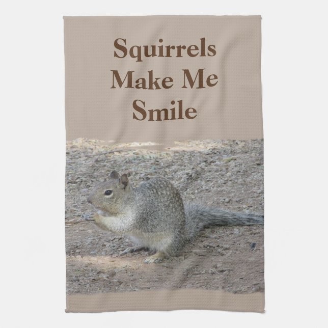 Squirrels Make Me Smile Little Forest Animal Kitchen Towel (Vertical)