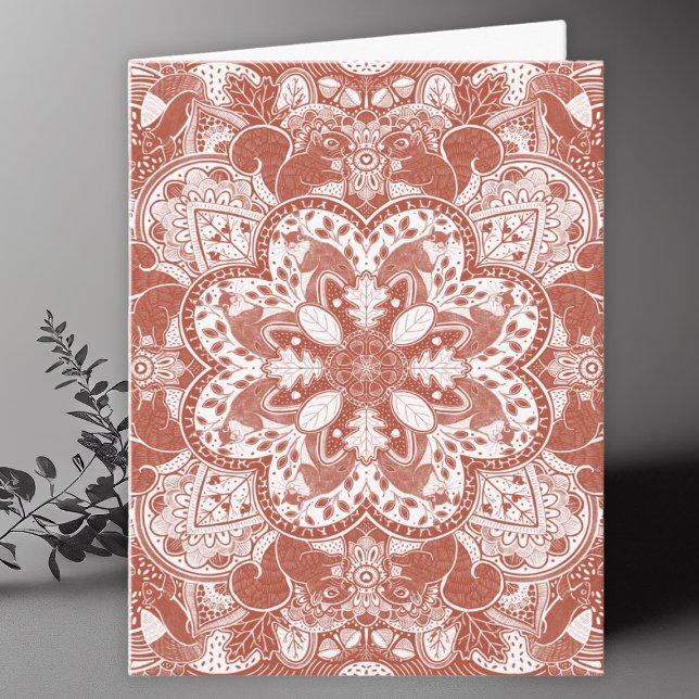 Squirrels Mandala Art Blank Letterpress Thank You Card (Creator Uploaded)