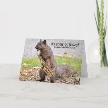 Squirrels Night Out Birthday Card by Siberianmom at Zazzle