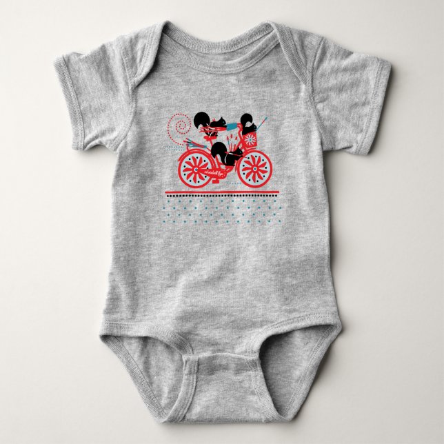 Squirrels on a Bicycle Onsie Baby Bodysuit (Front)
