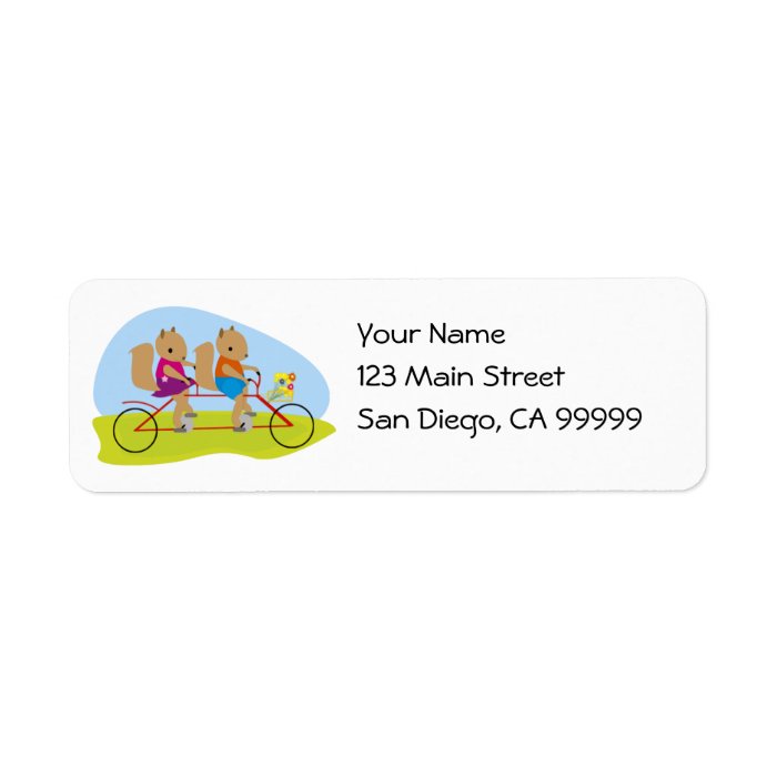 Squirrels on a Tandem Bike Return Address Labels