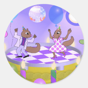 Squirrels on Cake Classic Round Sticker