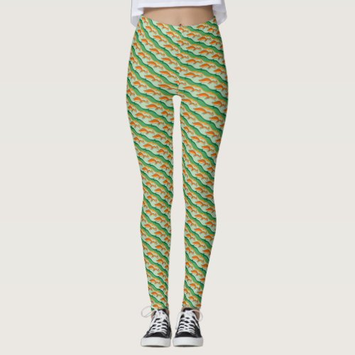 Squirrels on light green background leggings