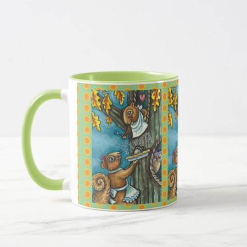 SQUIRRELS  OWL THANKSGIVING HOMEMADE ACORN PIE MUG