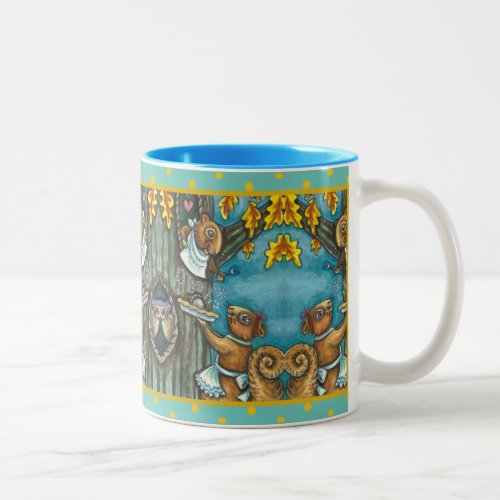 SQUIRRELS  OWL THANKSGIVING HOMEMADE ACORN PIE Two_Tone COFFEE MUG