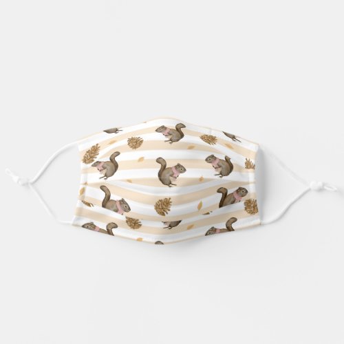 Squirrels  Pinecones Pattern Adult Cloth Face Mask