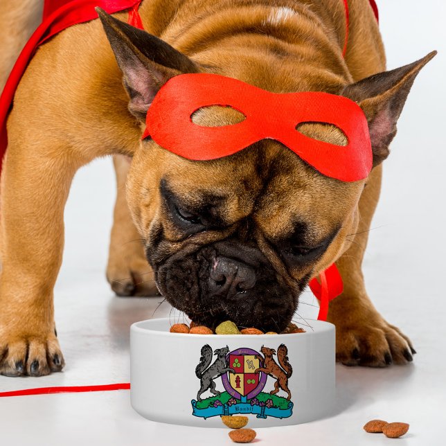 Squirrels Rampant Doggy Coat of Arms Custom Name Bowl (Creator Uploaded)