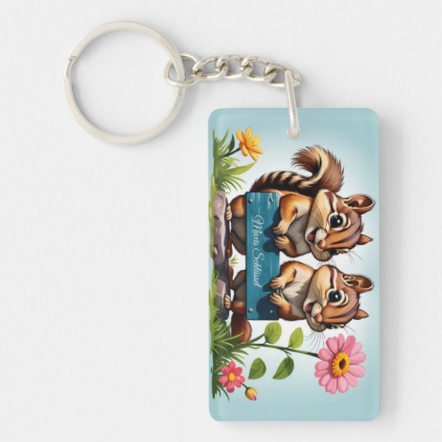 Squirrels send greetings keychain (Front)
