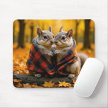 Squirrels Snuggling Under a Plaid Blanket Mouse Pad