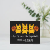 Squirrels steal my sanity postcard (Standing Front)