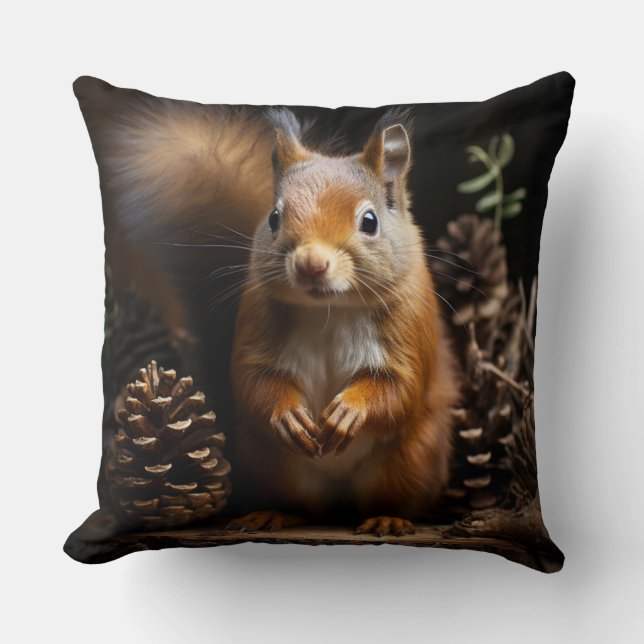 Squirrels Throw Pillow (Front)