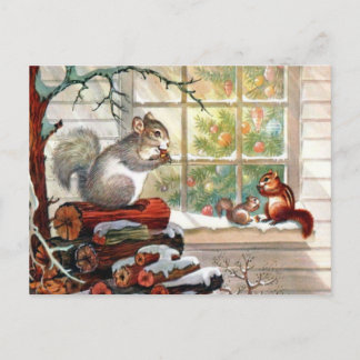 Squirrels Vintage Christmas Post card