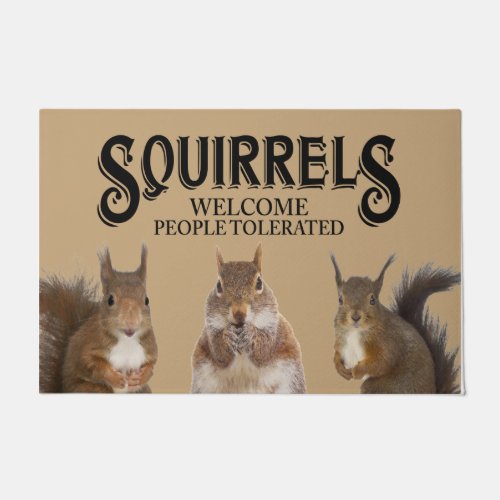 Squirrels Welcome People Rug Cute Animal  Doormat
