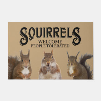 Squirrels Welcome People Rug, Cute Animal Doormat