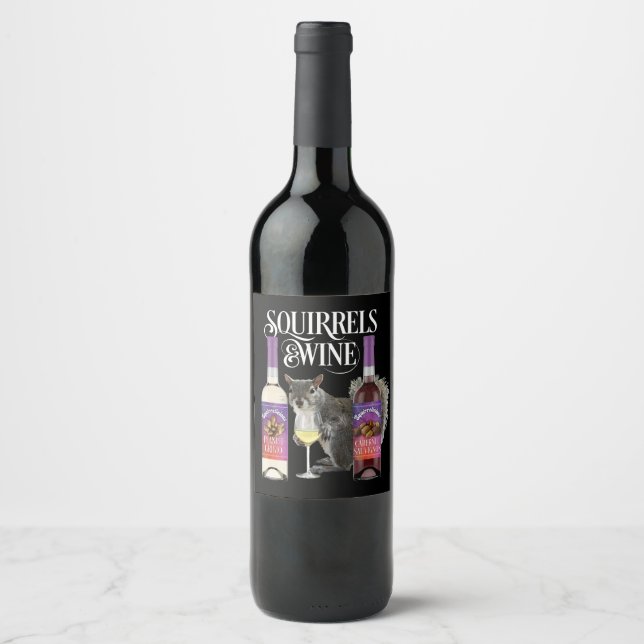 Squirrels & Wine - Funny Squirrel Lover and Wine D Label (Front)