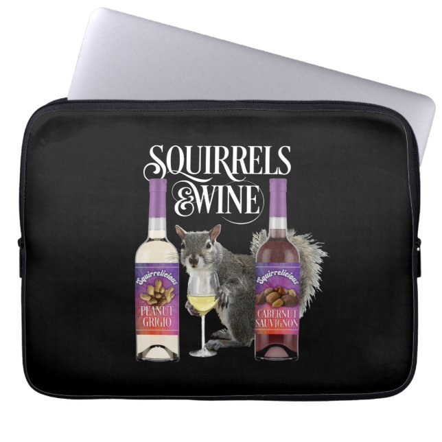 Squirrels & Wine - Funny Squirrel Lover and Wine D Laptop Sleeve (Front)