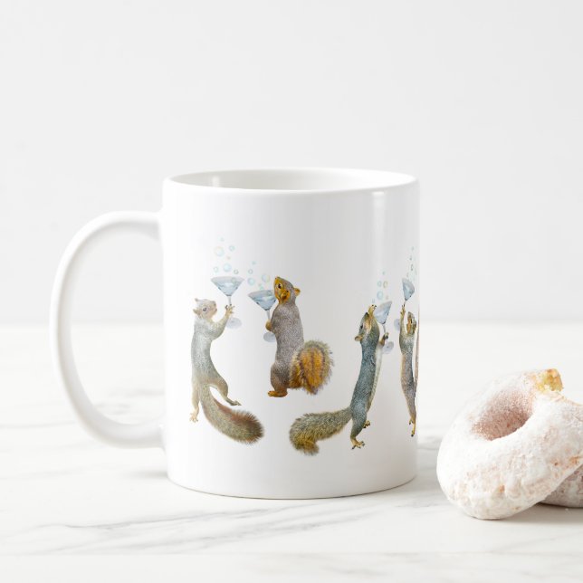 Squirrels with Cocktails Mug (With Donut)