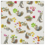 Squirrels with Flowers Fabric