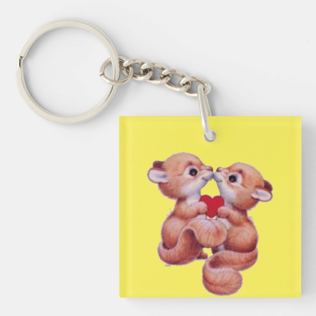 Squirrels With Heart Keychain (Front)