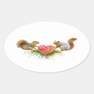 Squirrels with Mushroom Heart Stickers