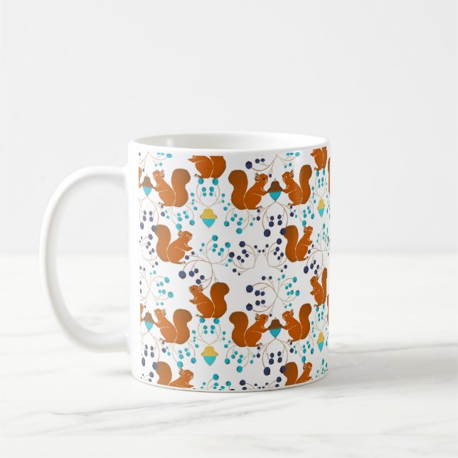 Squirrels with oak berries coffee mug (Left)