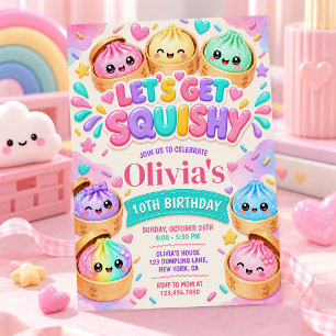 Squish Girl Cute Kawaii Dumpling Birthday Party Invitation