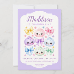 Squish Girl Cute Kawaii Dumpling Birthday party Invitation