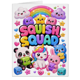 Squish Squad Sparkly Rainbow Panda Unicorn Cute Cards
