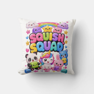 Squish Squad Sparkly Rainbow Panda Unicorn Cute Throw Pillow
