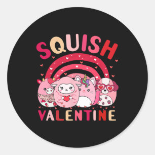 Squish Valentine Squad Gifts Cute For Kids Woman L Classic Round Sticker