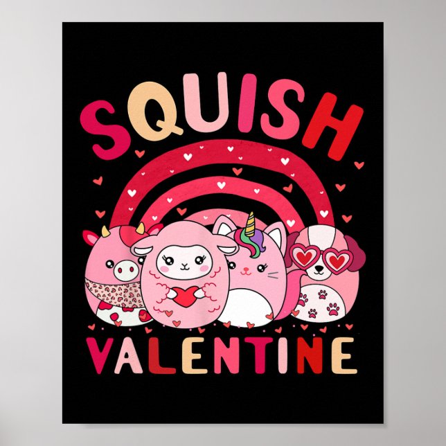 Squish Valentine Squad Gifts Cute For Kids Woman L Poster (Front)