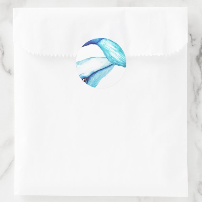 Squished Whale Classic Round Sticker (Bag)