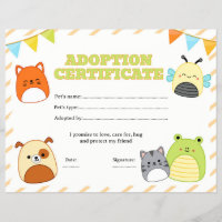 squishmallow adoption certificate editable