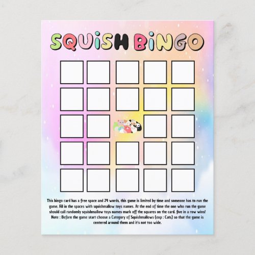 Squishmallow Birthday Party Bingo Game