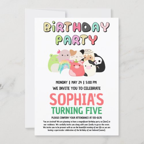 Squishmallow Birthday Party Invitation
