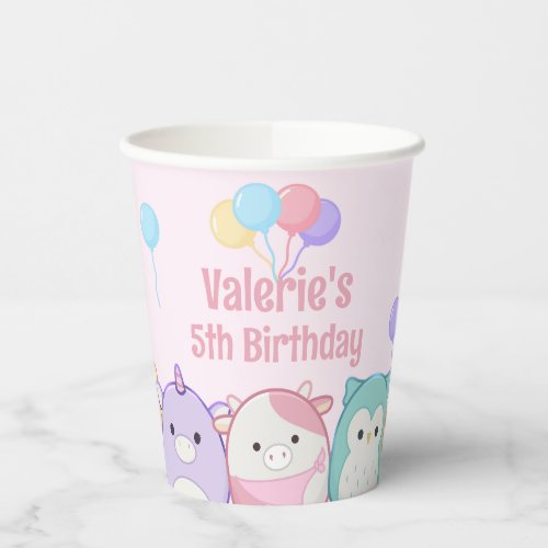 Squishmallows Birthday Party Pink Paper Cups