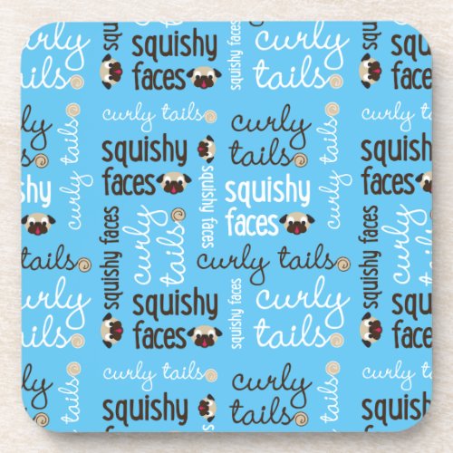 Squishy Faces Curly Tails Pug Coaster Set